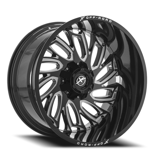 XF OFF-ROAD XF-207 22X12 -44 6X135/6X139.7 GLOSS BLACK & MILLED