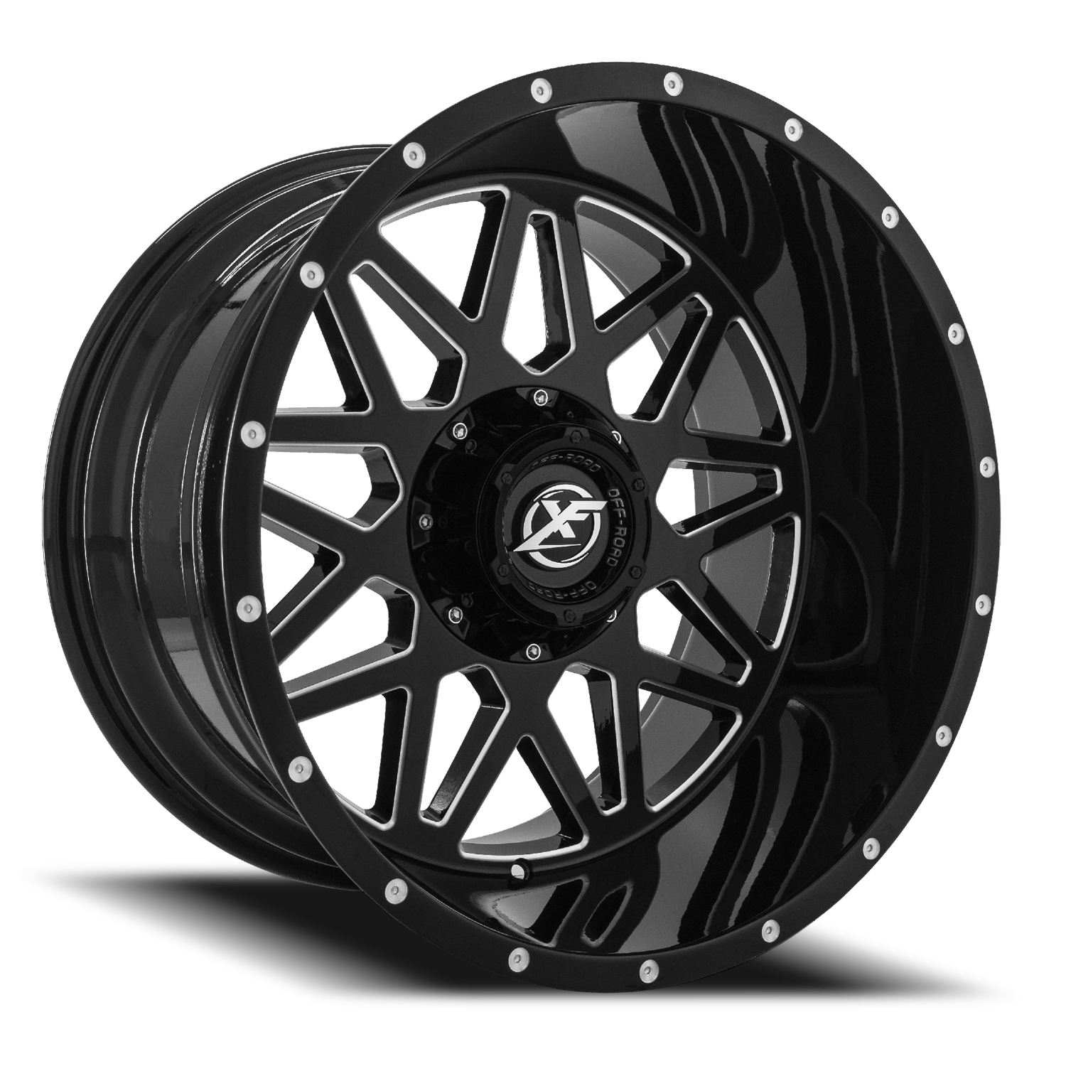 XF OFFROAD XF211 22X12 44 6X135/6X139.7 GLOSS BLACK & MILLED Wheels Below Retail