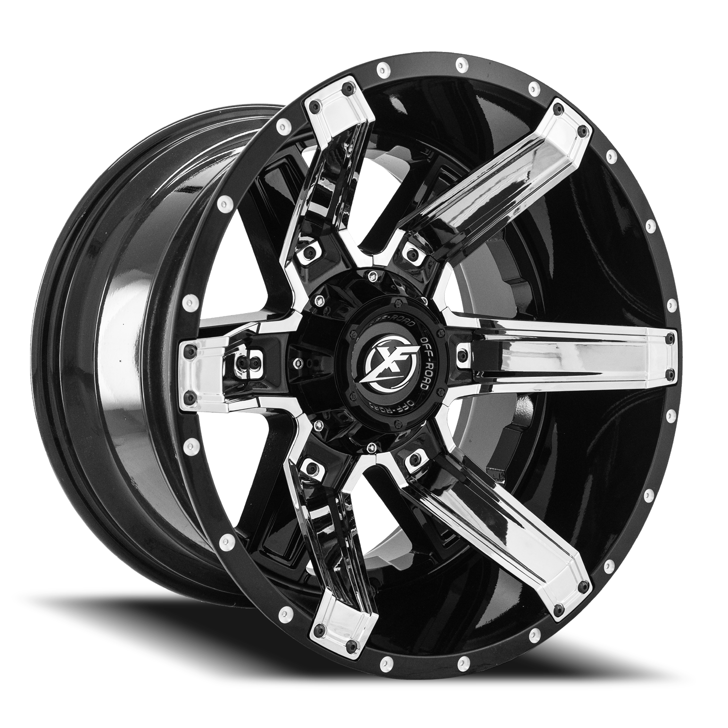 XF OFF-ROAD XF-214 20X9 0 5X139.7/5X150 GLOSS BLACK + CHROME INSERTS
