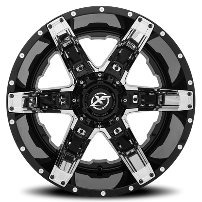 XF OFF-ROAD XF-214 20X10 -12 5X139.7/5X150 GLOSS BLACK + CHROME INSERTS