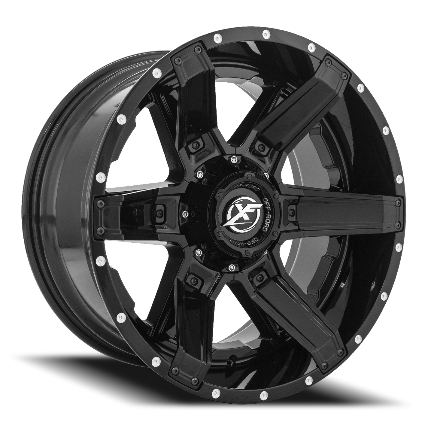 XF OFF-ROAD XF-214 20X10 -12 5X114.3/5X127 GLOSS BLACK + GLOSS BLACK INSERTS