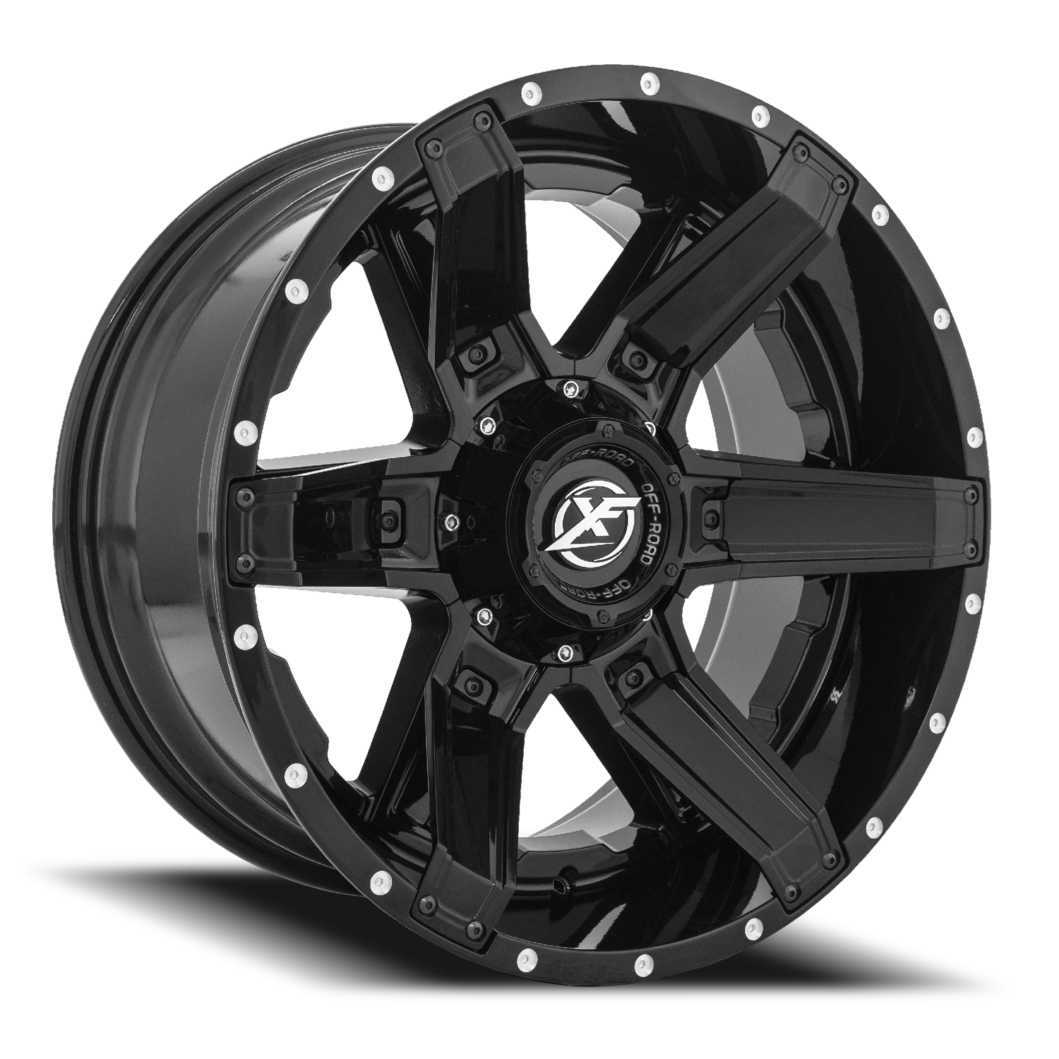 XF OFF-ROAD XF-214 22X12 -44 6X135/6X139.7 GLOSS BLACK + GLOSS BLACK INSERTS