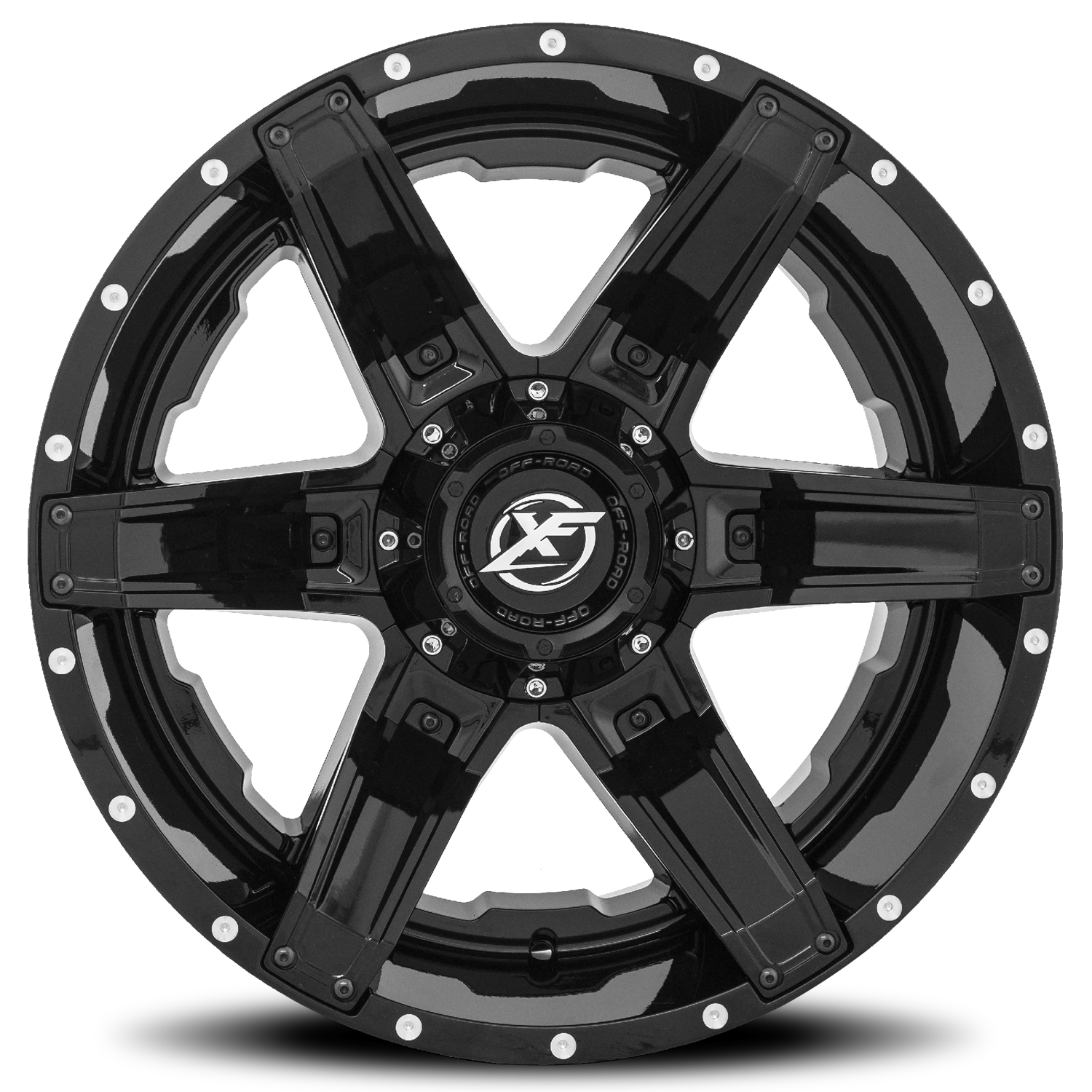 XF OFF-ROAD XF-214 20X12 -44 5X127/5X139.7 GLOSS BLACK + GLOSS BLACK INSERTS