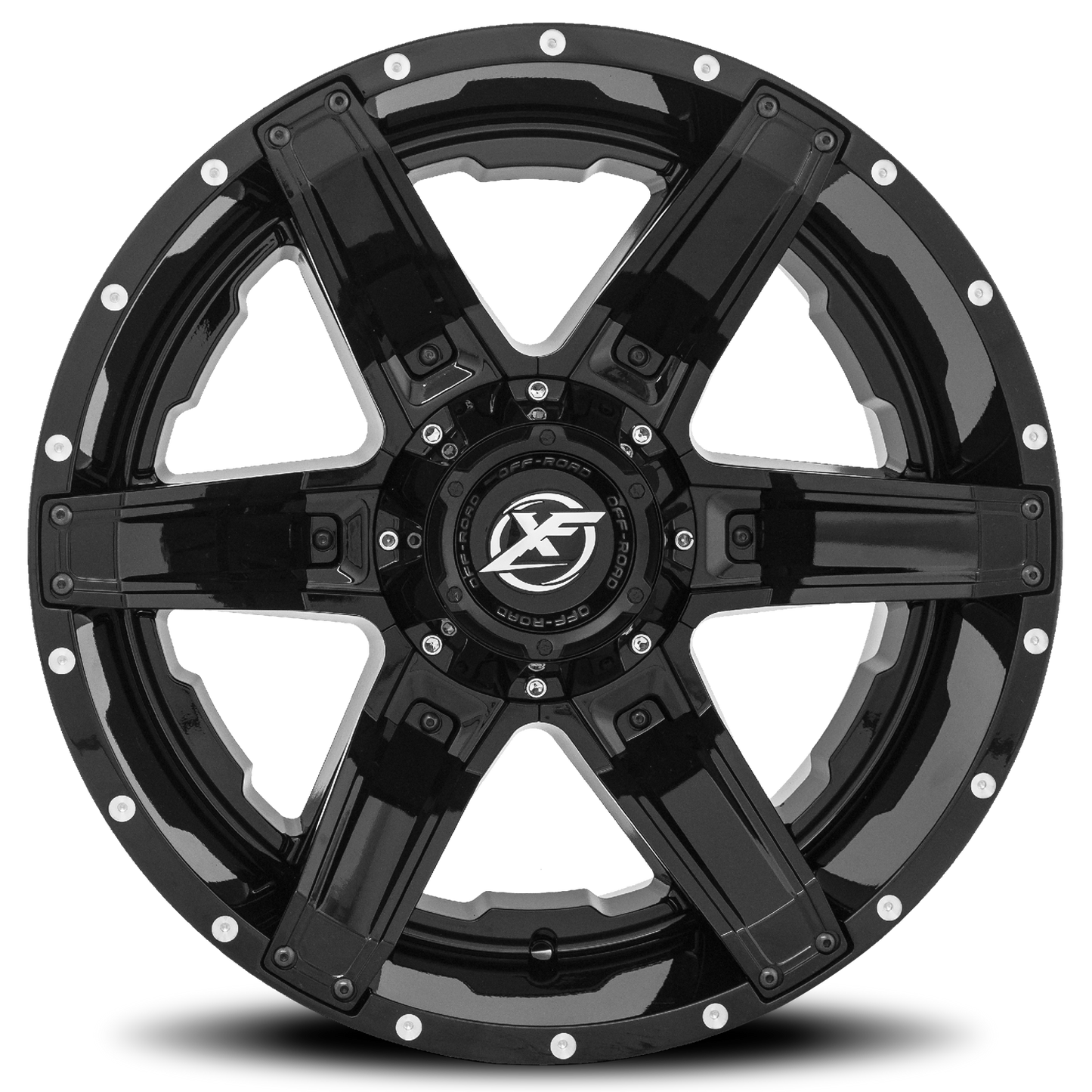 XF OFF-ROAD XF-214 20X10 -12 5X139.7/5X150 GLOSS BLACK + GLOSS BLACK INSERTS