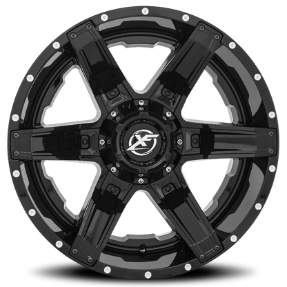 XF OFF-ROAD XF-214 20X10 -12 5X139.7/5X150 GLOSS BLACK + GLOSS BLACK INSERTS