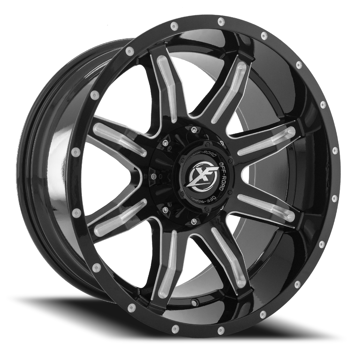XF OFF-ROAD XF-215 20X10 -24 6X135/6X139.7 GLOSS BLACK & MILLED