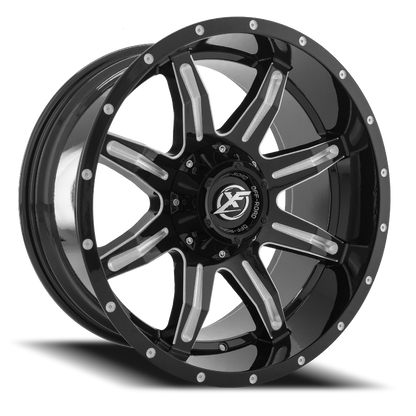 XF OFF-ROAD XF-215 20X12 -44 8X165.1/8X170 GLOSS BLACK & MILLED