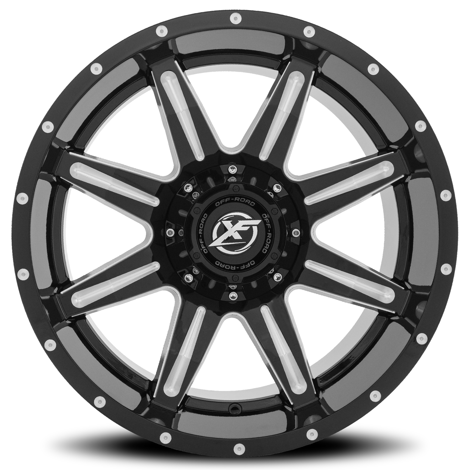 XF OFF-ROAD XF-215 24X12 -44 6X135/6X139.7 GLOSS BLACK & MILLED