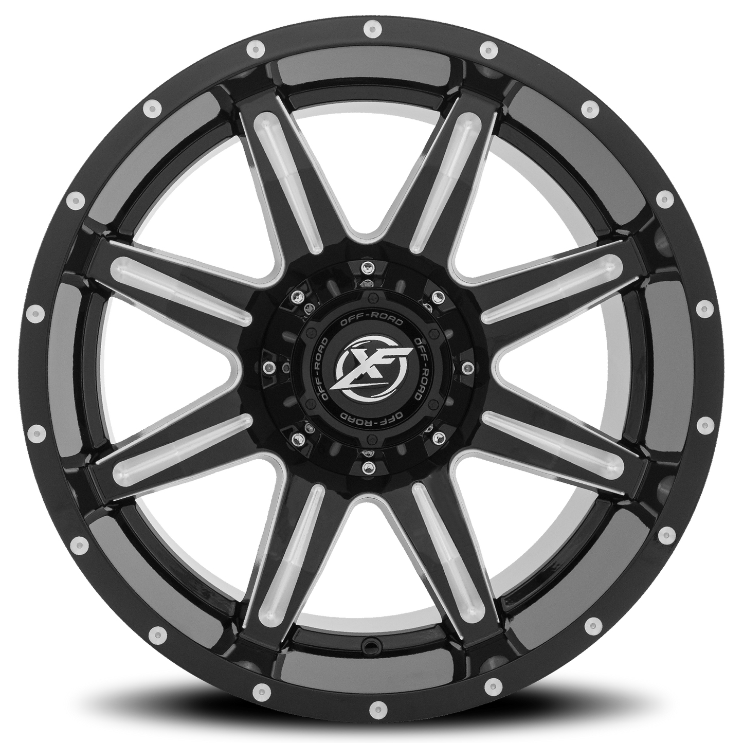 XF OFF-ROAD XF-215 20X12 -44 5X139.7/5X150 GLOSS BLACK & MILLED