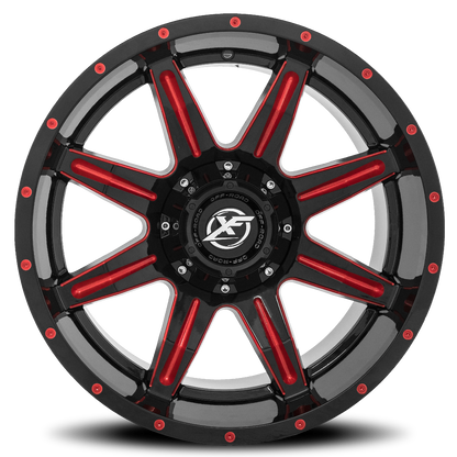 XF OFF-ROAD XF-215 20X12 -44 6X135/6X139.7 GLOSS BLACK & RED MILLED