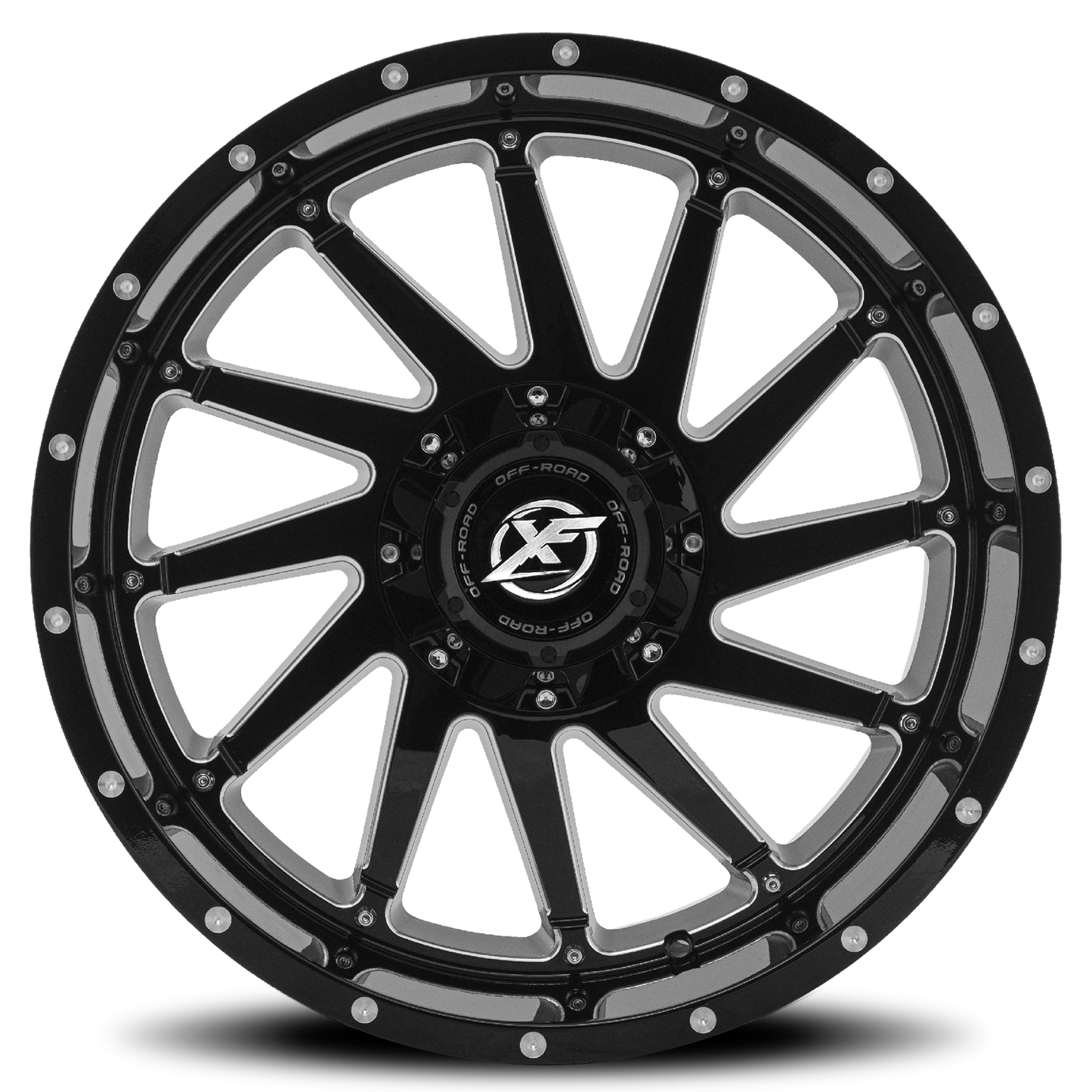 XF OFF-ROAD XF-216 20X10 -12 8X165.1/8X180 GLOSS BLACK & MILLED