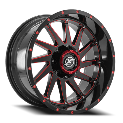 XF OFF-ROAD XF-216 20X10 -24 5X127/5X139.7 GLOSS BLACK & RED MILLED