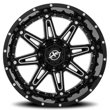XF OFF-ROAD XF-217 22X12 -44 5X139.7/5X150 GLOSS BLACK & MILLED + BLACK INSERTS