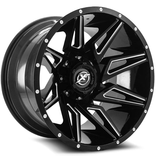 XF OFF-ROAD XF-218 20X10 -12 BLANK 5X/BLANK 6X GLOSS BLACK & MACHINED