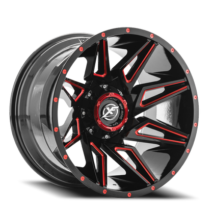XF OFF-ROAD XF-218 20X9 0 5X127/5X139.7 GLOSS BLACK & RED MILLED