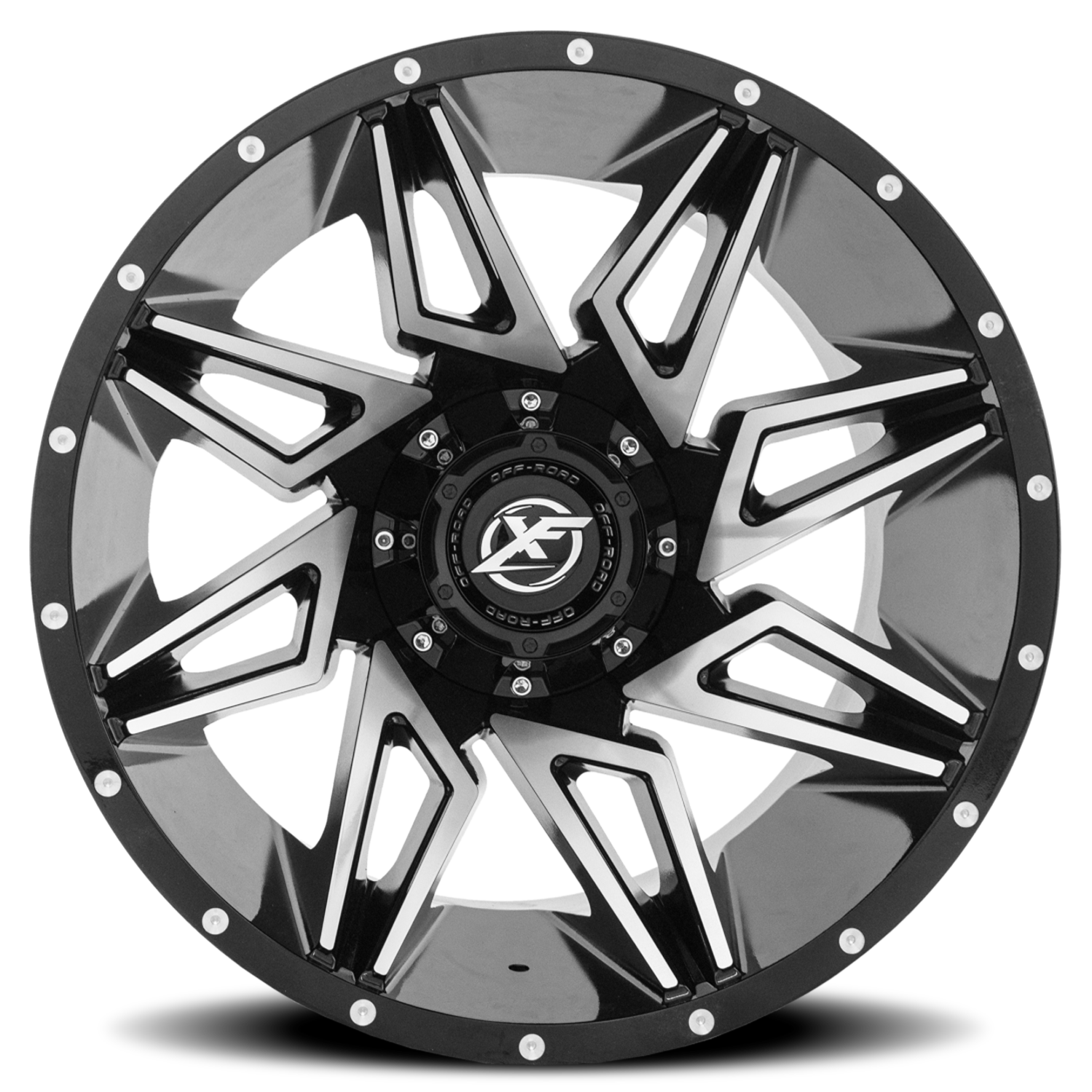 XF OFF-ROAD XF-218 22X12 -44 5X127/5X139.7 GLOSS BLACK & MACHINED