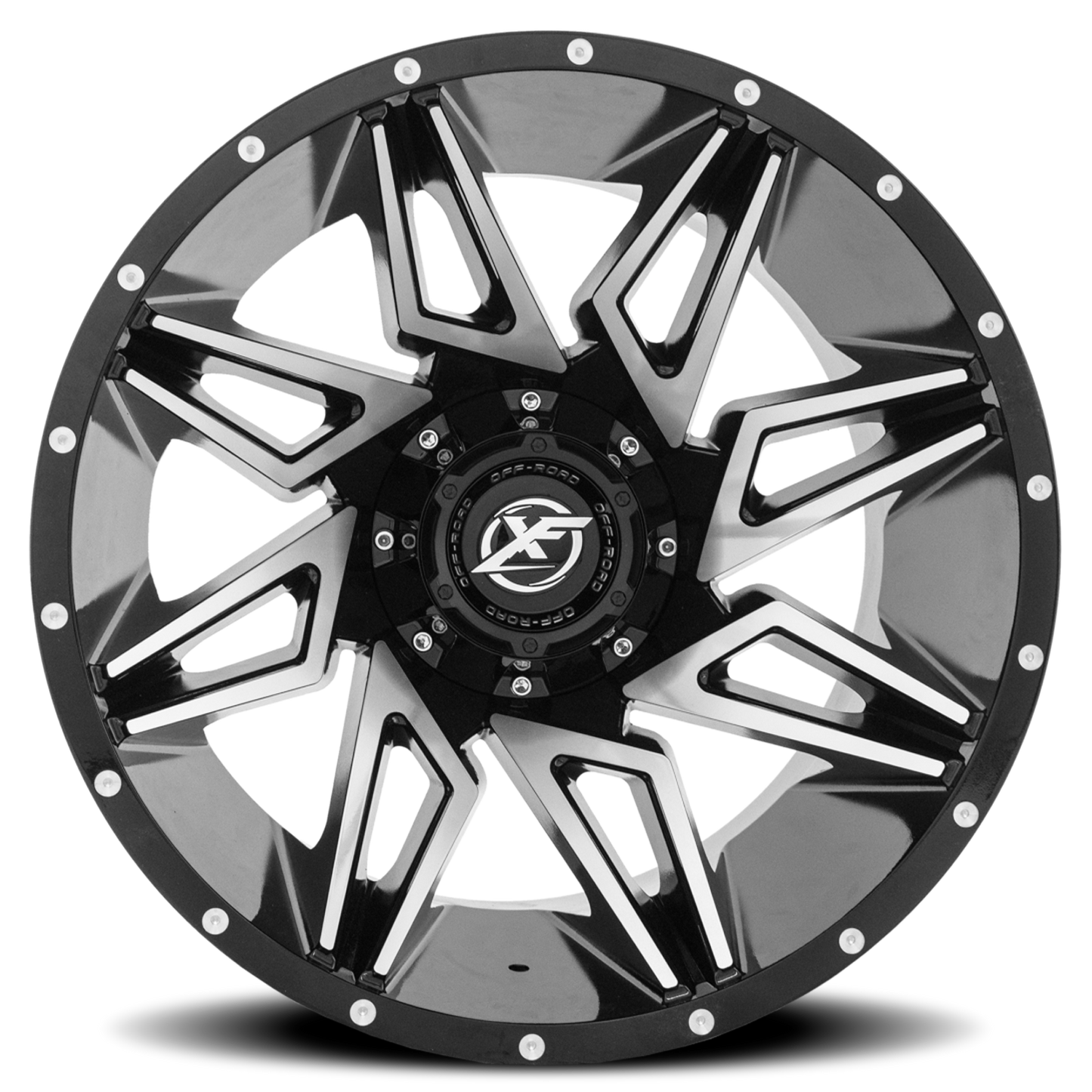 XF OFF-ROAD XF-218 22X12 -44 6X135/6X139.7 GLOSS BLACK & MACHINED