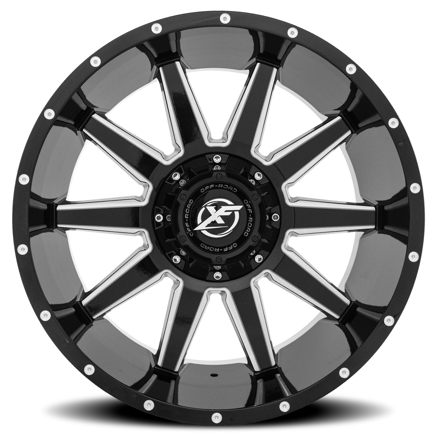 XF OFF-ROAD XF-219 22X12 -44 5X127/5X139.7 GLOSS BLACK & MILLED