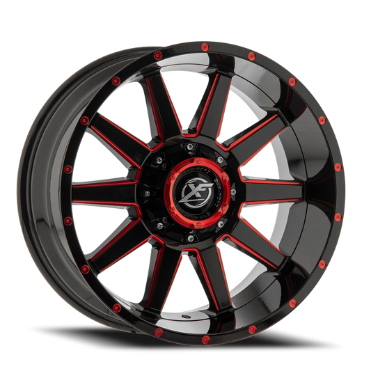 XF OFF-ROAD XF-219 20X10 -24 5X139.7/5X150 GLOSS BLACK & RED MILLED