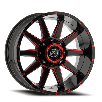 XF OFF-ROAD XF-219 20X9 12 5X127/5X139.7 GLOSS BLACK & RED MILLED