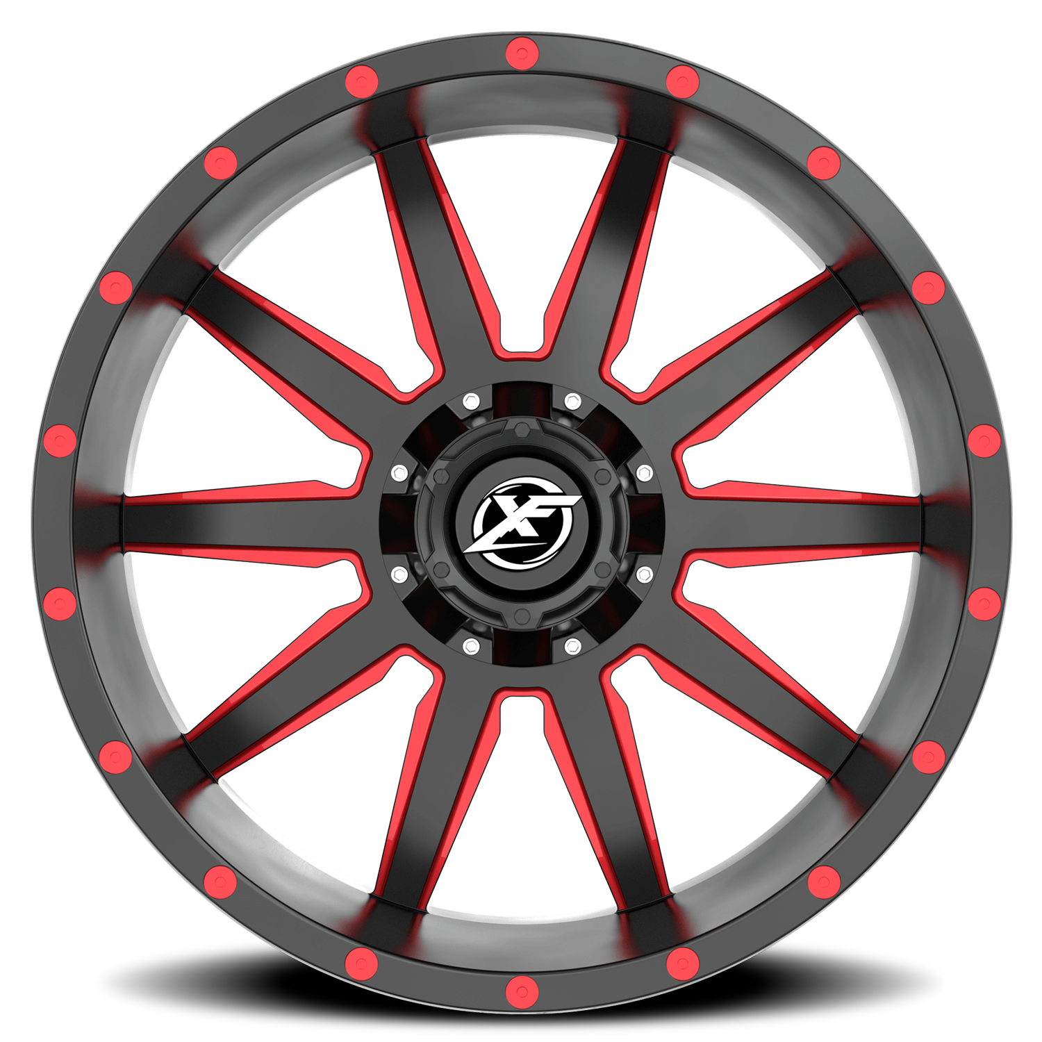 XF OFF-ROAD XF-219 17X9 0 5X127/5X139.7 GLOSS BLACK & RED MILLED