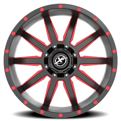 XF OFF-ROAD XF-219 17X9 0 5X127/5X139.7 GLOSS BLACK & RED MILLED