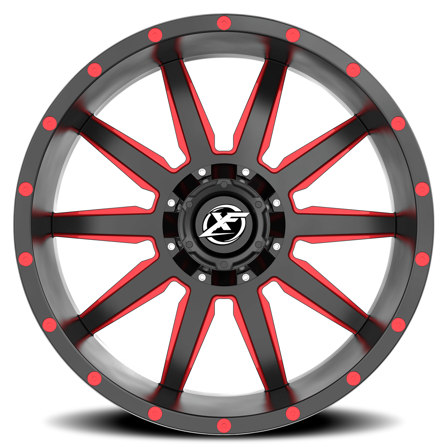 XF OFF-ROAD XF-219 20X10 -12 5X127/5X139.7 GLOSS BLACK & RED MILLED