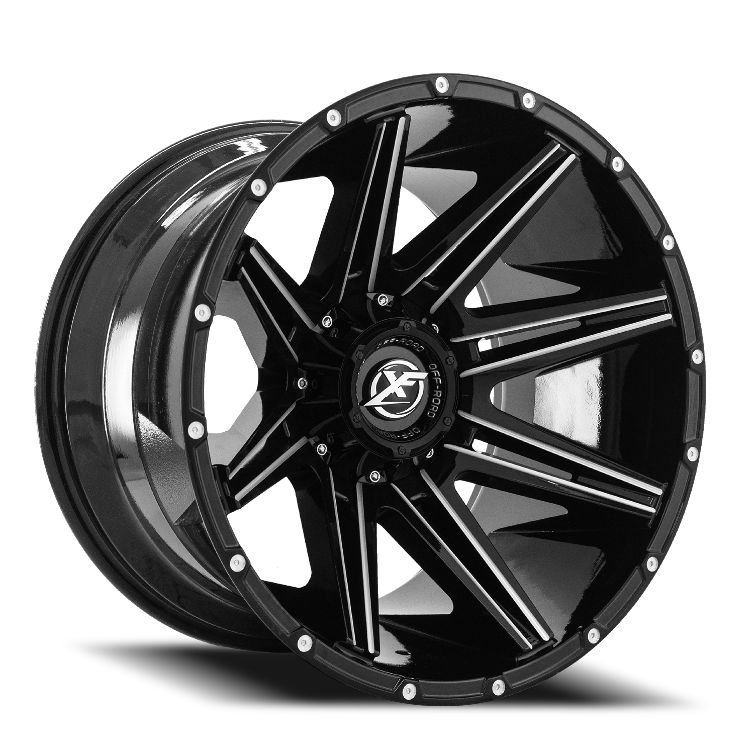 XF OFF-ROAD XF-220 20X12 -44 8X165.1/8X180 GLOSS BLACK & MILLED
