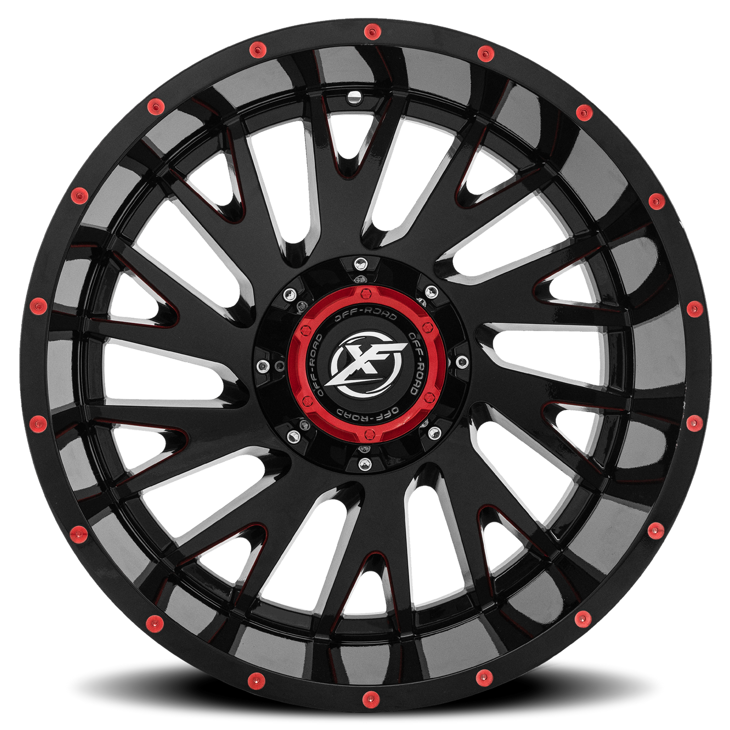 XF OFF-ROAD XF-221 20X10 -24 5X139.7/5X150 GLOSS BLACK & RED MILLED