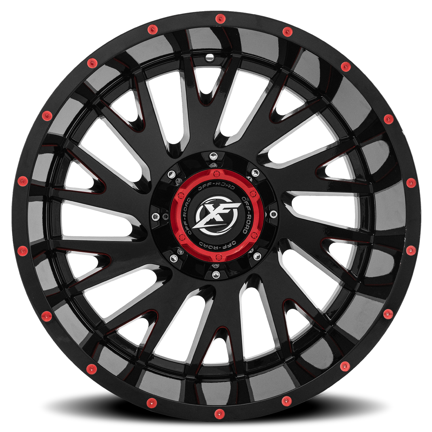 XF OFF-ROAD XF-221 22X12 -44 5X139.7/5X150 GLOSS BLACK & RED MILLED