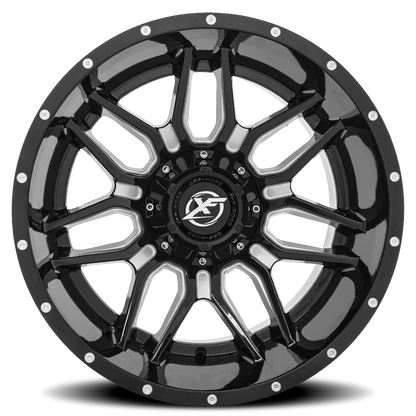 XF OFF-ROAD XF-222 20X9 12 6X135/6X139.7 GLOSS BLACK & MILLED