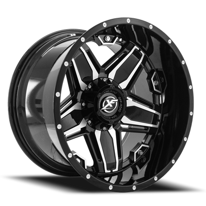 XF OFF-ROAD XF-223 20X12 -44 5X127/5X139.7 GLOSS BLACK & MACHINED