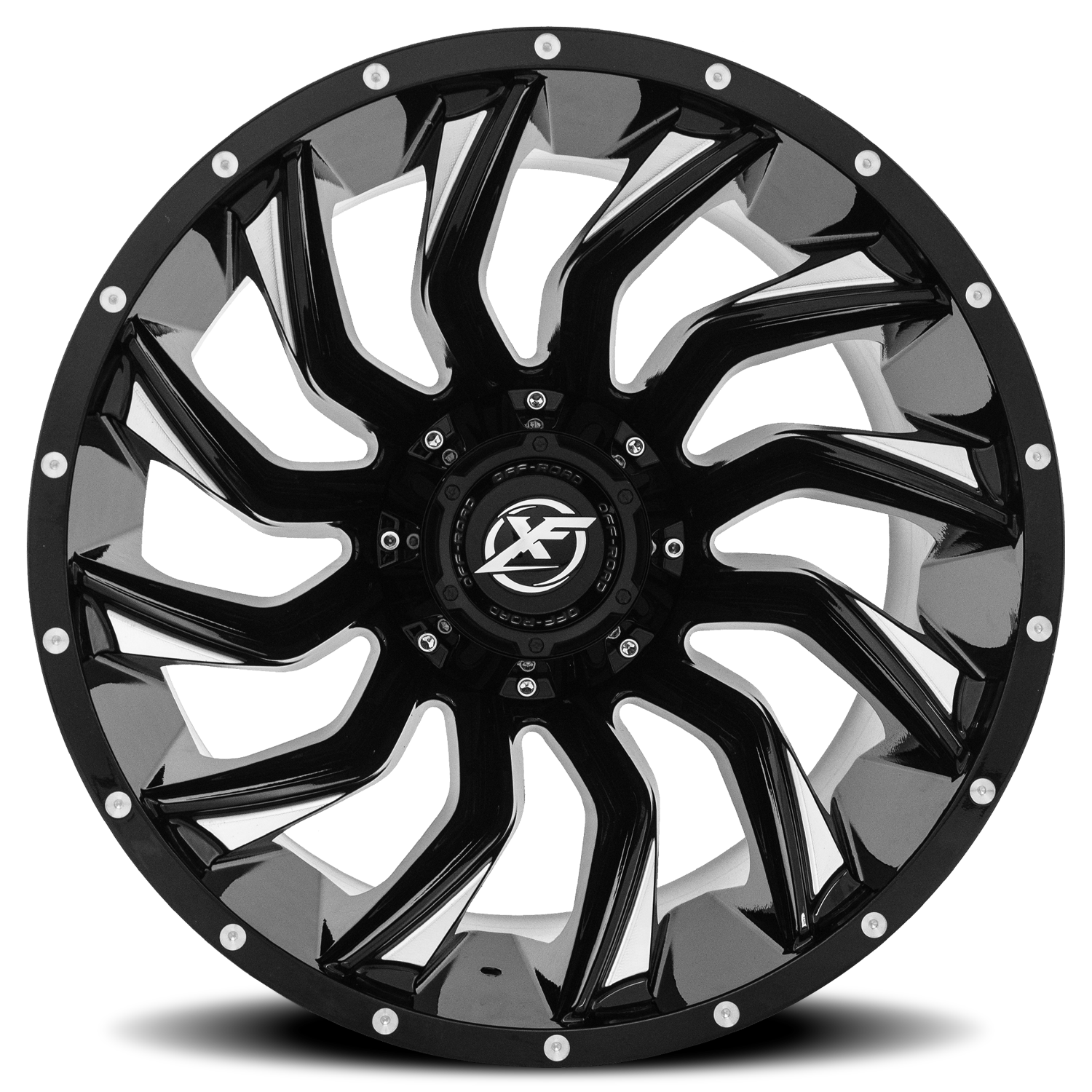 XF OFF-ROAD XF-224 20X12 -44 5X127/5X139.7 GLOSS BLACK & MILLED