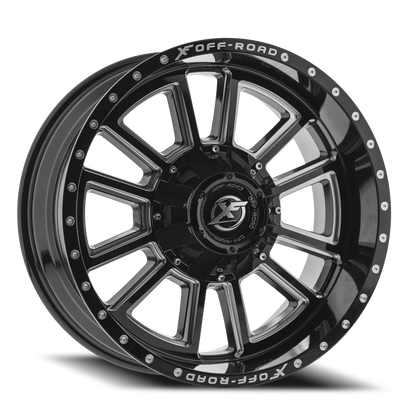XF OFF-ROAD XF-225 20X10 -12 5X139.7/5X150 GLOSS BLACK & MILLED