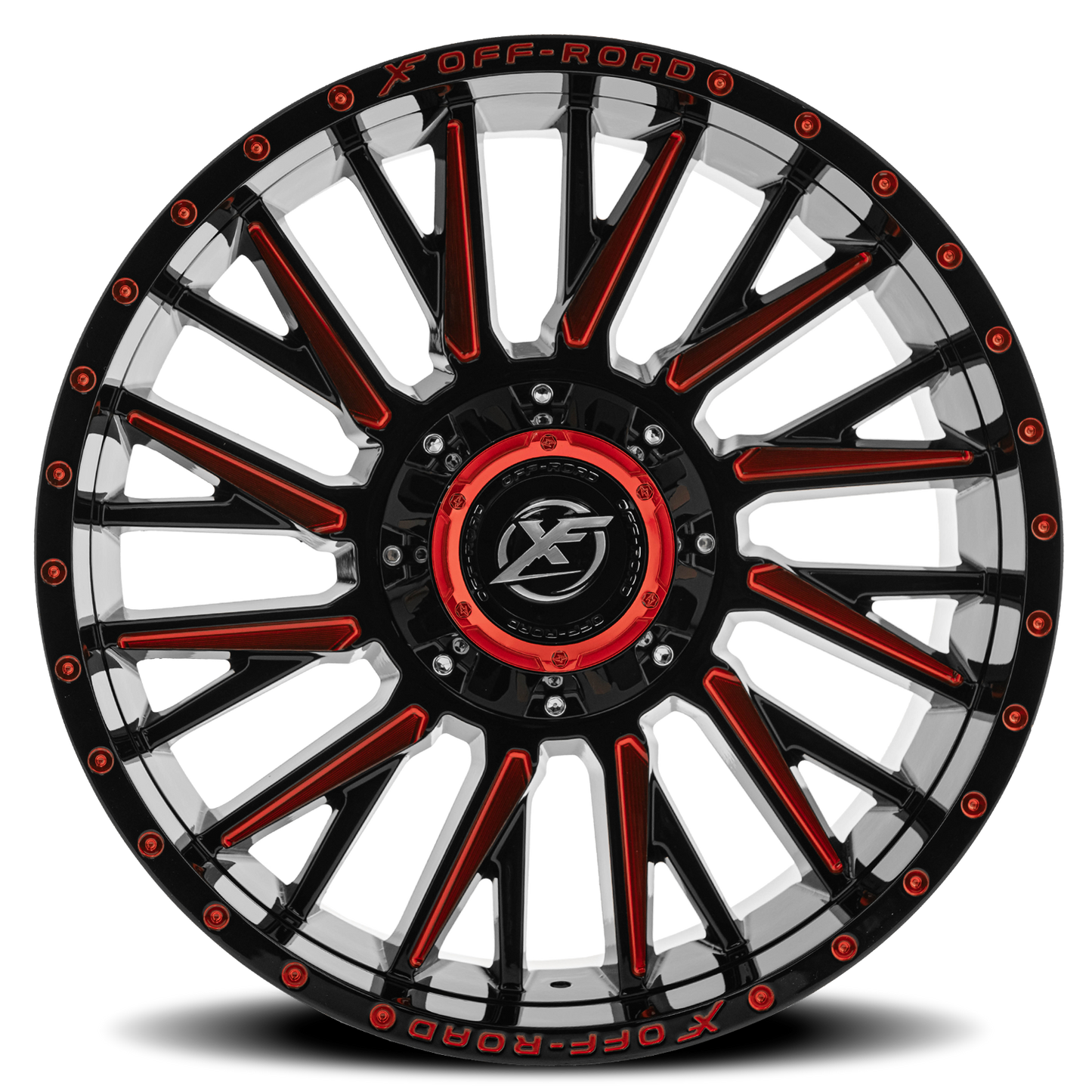XF OFF-ROAD XF-226 20X10 -24 6X135/6X139.7 GLOSS BLACK & RED MILLED
