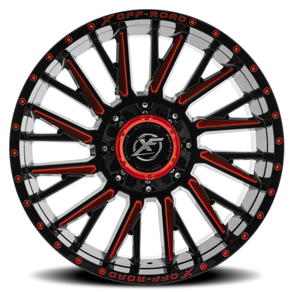 XF OFF-ROAD XF-226 20X10 -24 6X135/6X139.7 GLOSS BLACK & RED MILLED