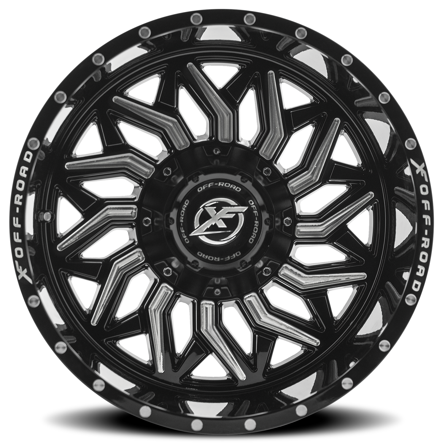 XF OFF-ROAD XF-228 22X12 -44 6X135/6X139.7 GLOSS BLACK & MILLED