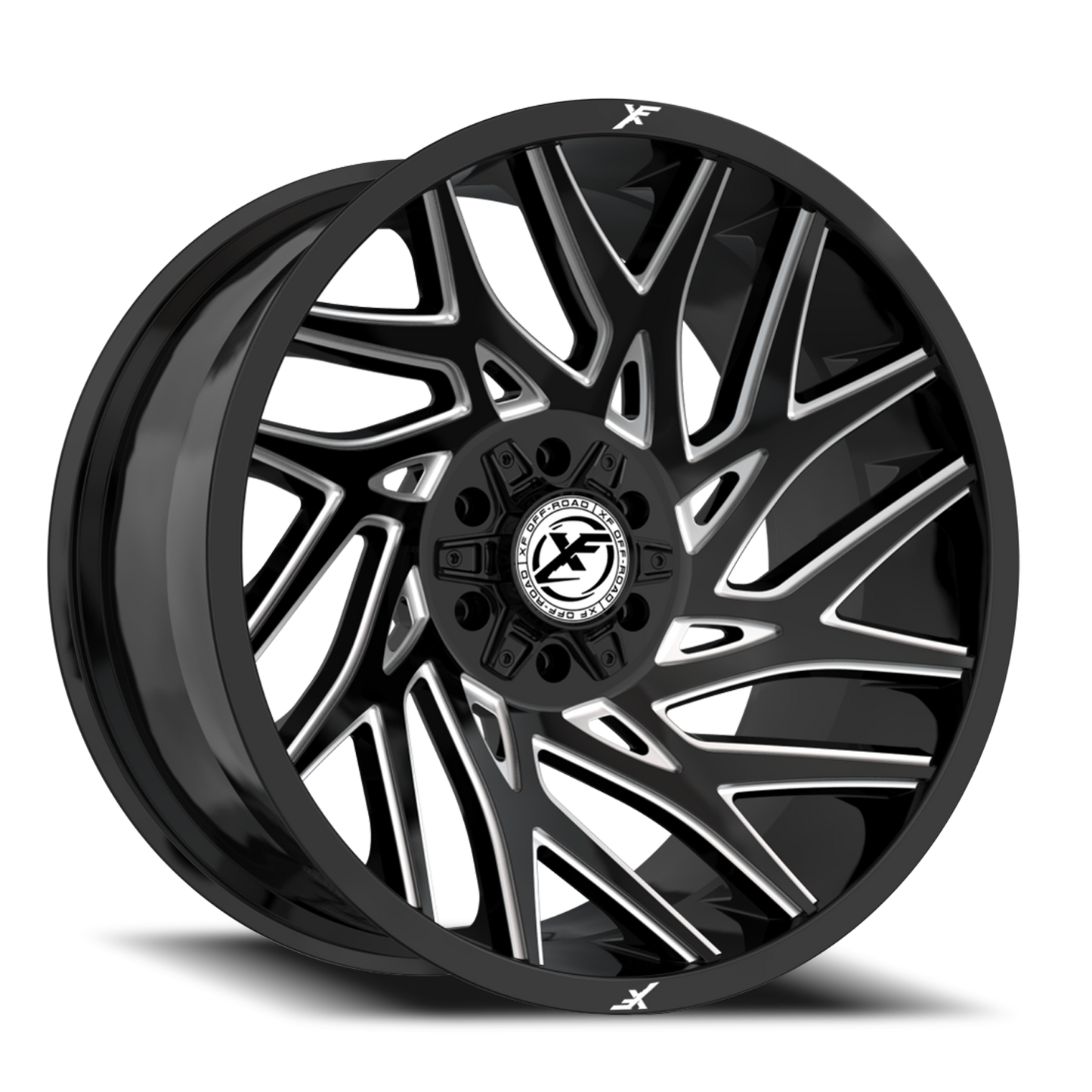 XF OFF-ROAD XF-229 22X12 -44 6X135/6X139.7 GLOSS BLACK & MILLED