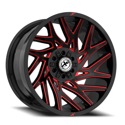 XF OFF-ROAD XF-229 24X12 -44 5X127/5X139.7 GLOSS BLACK & RED MILLED