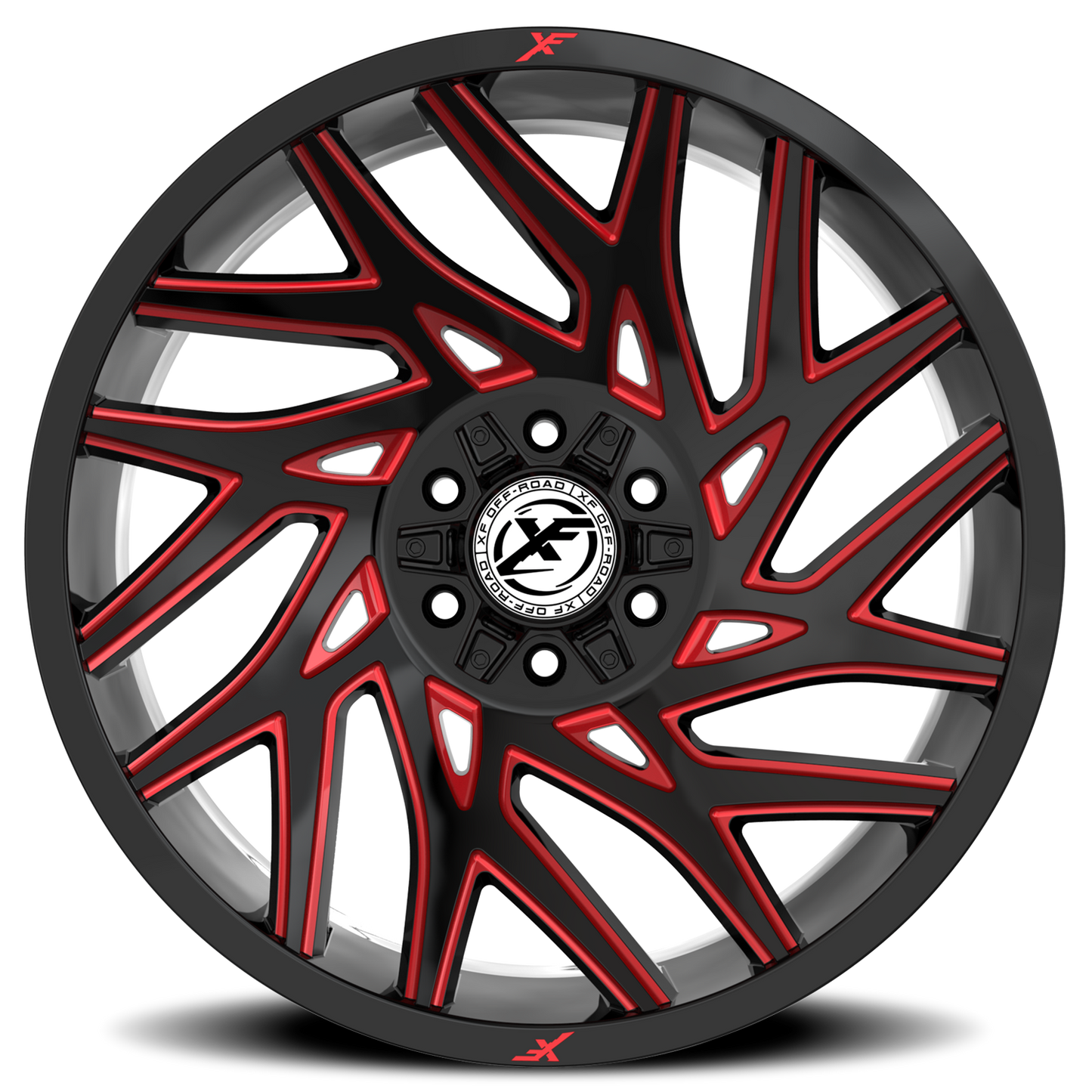 XF OFF-ROAD XF-229 20X10 -12 6X135/6X139.7 GLOSS BLACK & RED MILLED