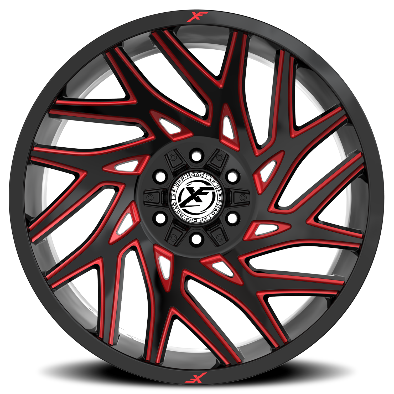 XF OFF-ROAD XF-229 20X10 -12 6X135/6X139.7 GLOSS BLACK & RED MILLED