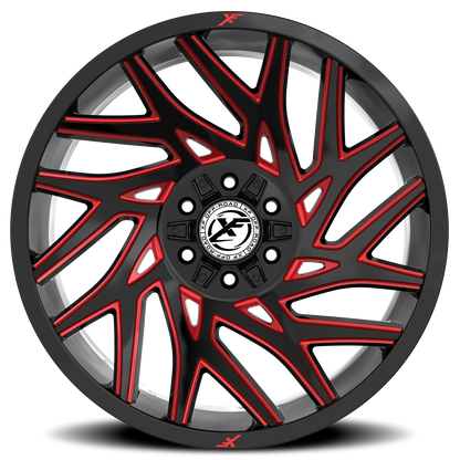 XF OFF-ROAD XF-229 20X10 -12 6X135/6X139.7 GLOSS BLACK & RED MILLED