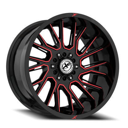 XF OFF-ROAD XF-230 20X9 12 6X135/6X139.7 GLOSS BLACK & RED MACHINED