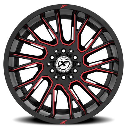 XF OFF-ROAD XF-230 17X9 12 6X135/6X139.7 GLOSS BLACK & RED MACHINED