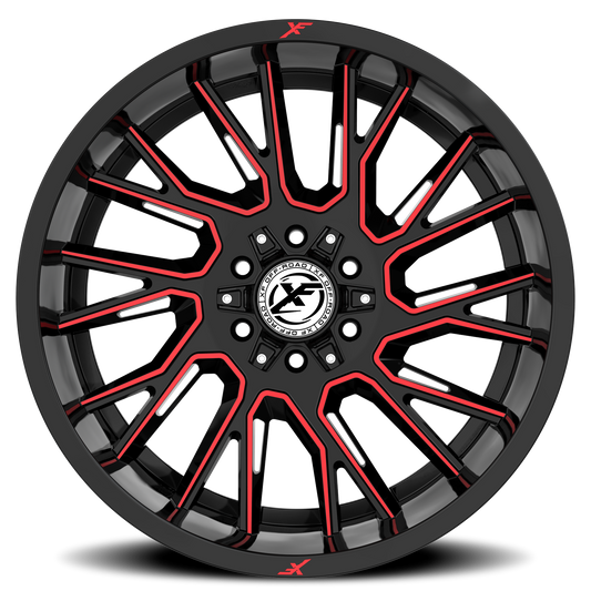 XF OFF-ROAD XF-230 17X9 12 6X135/6X139.7 GLOSS BLACK & RED MACHINED
