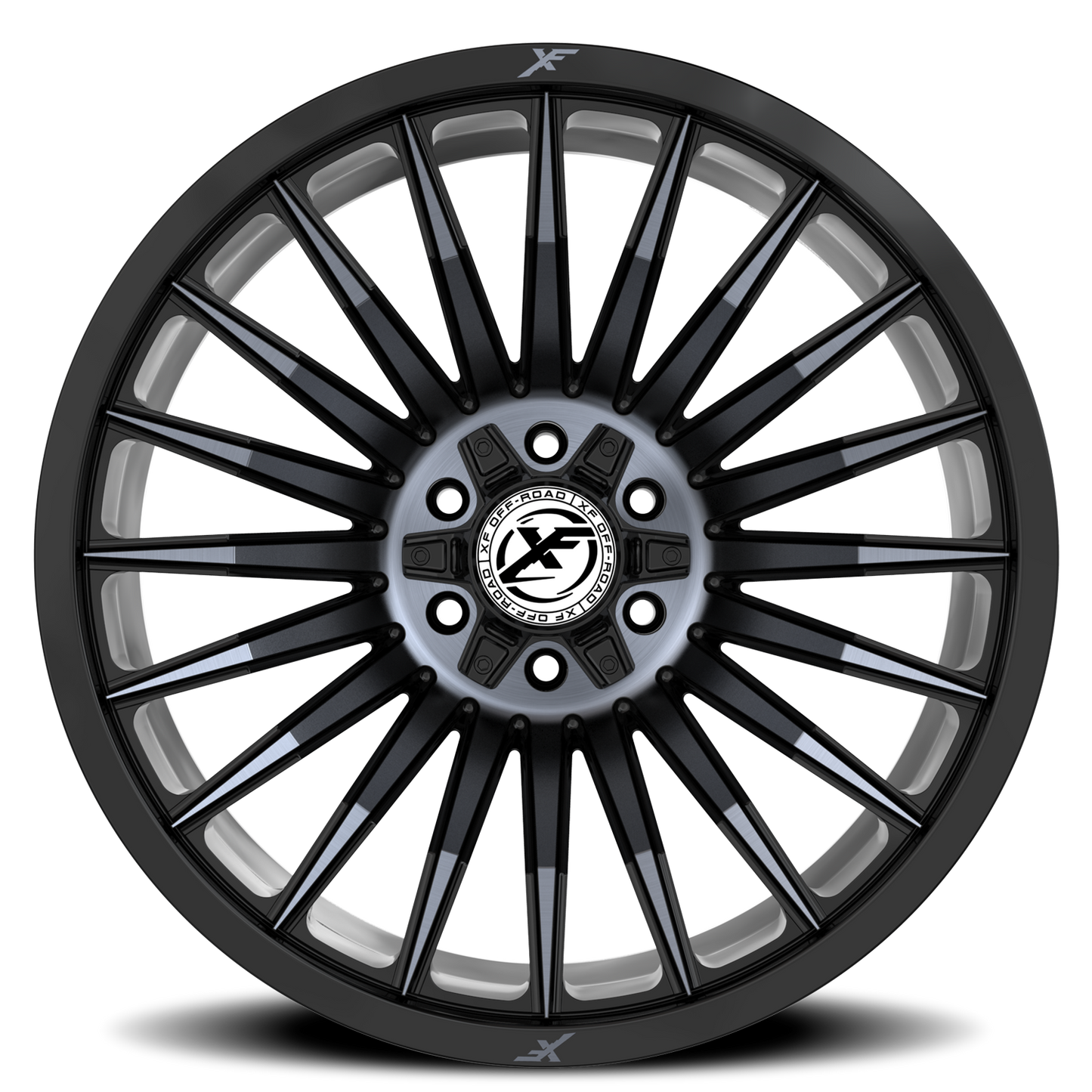 XF OFF-ROAD XF-231 20X9 12 5X127/5X139.7 GLOSS BLACK & MACHINED TITANIUM DOUBLE DARK TINT