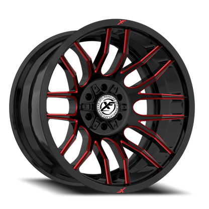 XF OFF-ROAD XF-232 17X9 12 6X135/6X139.7 GLOSS BLACK & RED MILLED