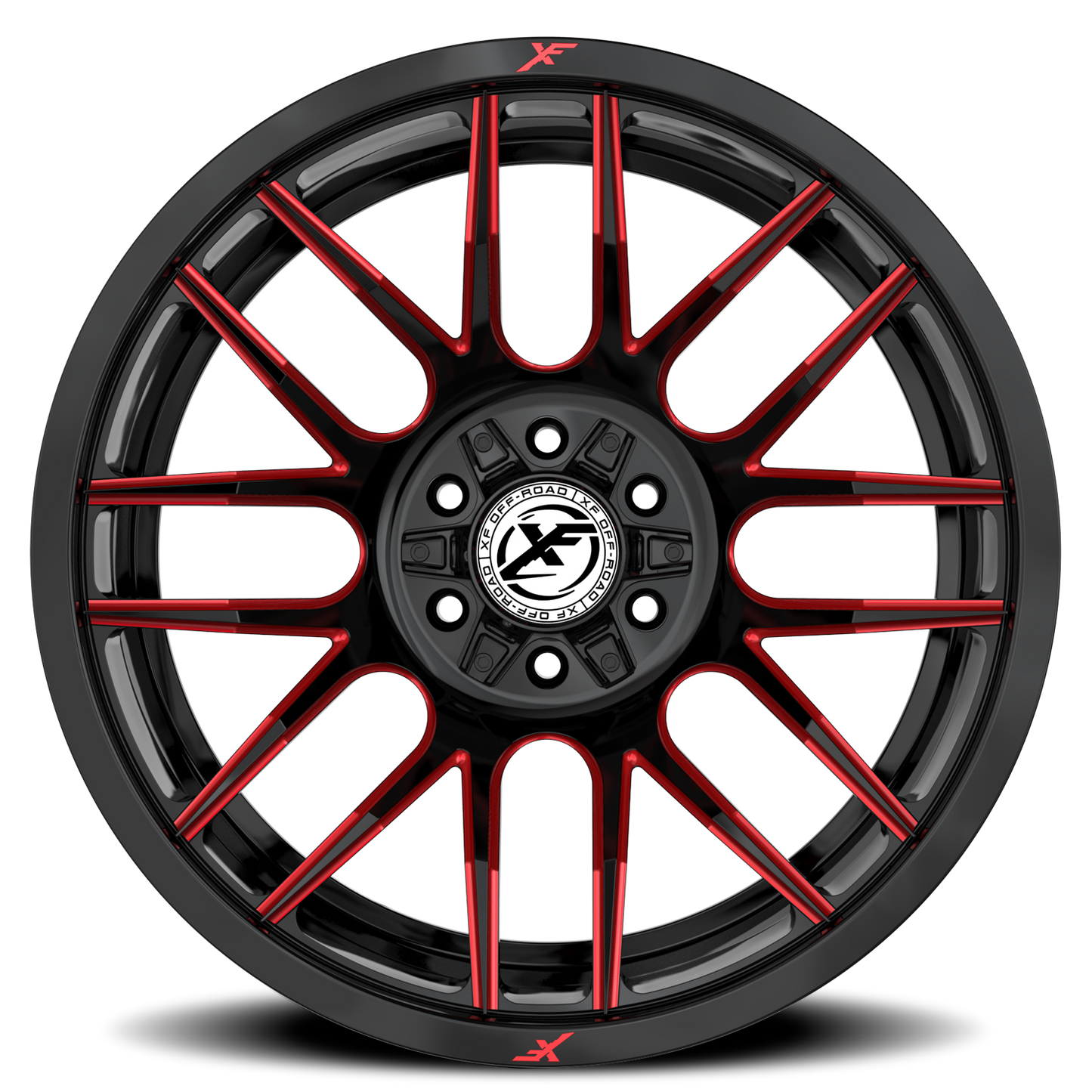 XF OFF-ROAD XF-232 17X9 0 6X135/6X139.7 GLOSS BLACK & RED MILLED