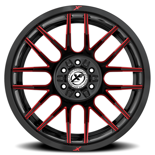 XF OFF-ROAD XF-232 20X9 0 6X135/6X139.7 GLOSS BLACK & RED MILLED