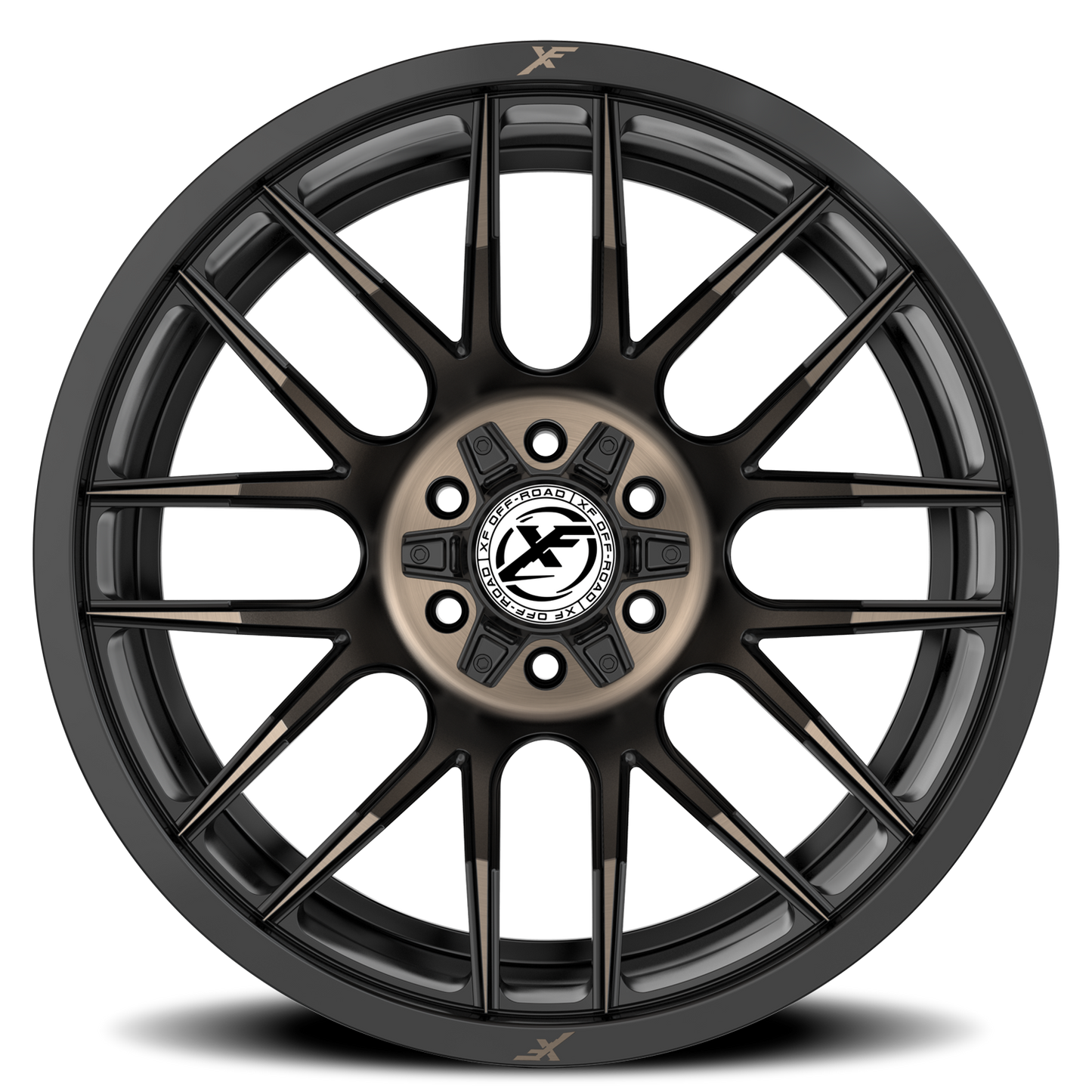 XF OFF-ROAD XF-232 20X9 12 6X135/6X139.7 SATIN BLACK & BRONZE MACHINED DOUBLE DARK TINT
